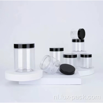 Lege doorzichtige plastic cosmetische pot met deksel
